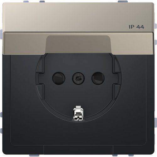 Розетка с заземлением без рамки Schneider Electric Merten D-Life 1-м. крышка шторки IP44 никель картинка